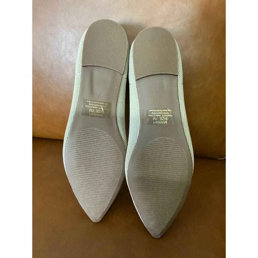 Journee Minnah Pointed Toe Flat Womens 7 Taupe Knit Slip On Shoes